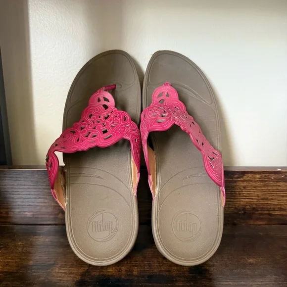 FitFlop Flora Suede Toe Post Sandals Raspberry Women’s Size 10 Summer - Picture 2 of 4